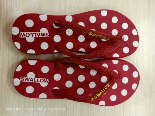 Sandal japit karet wanita SWALLOW NICE POLKADOT warna size 9.5 10 10.5 LADIES 10.5 hijau