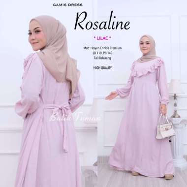 ROSALINE LILAC Gamis Dress Muslim Bahan Rayon Crinkle Premium Fashion Wanita Gamis Muslim Dress Musl