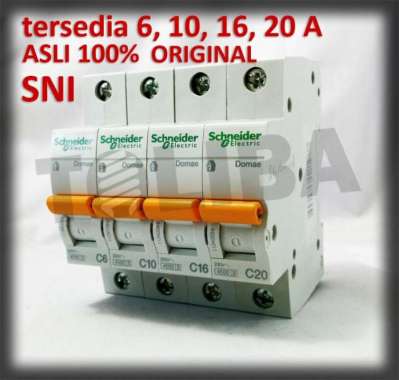 mcb schneider 1 phase 1p 6a 10a 16a 20a / SNI original / mcb listrik 6A