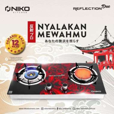 KOMPOR GAS KACA 2 TUNGKU NIKO REFLECTION DUO MIX BARA