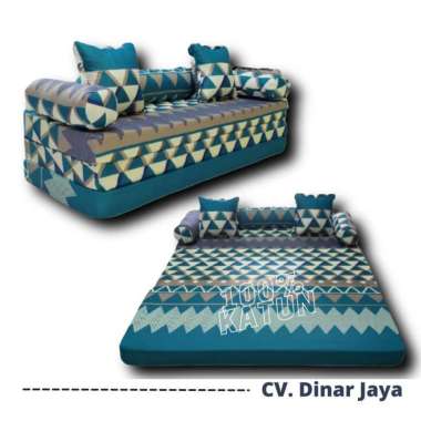 Sofabed Kasur Lipat Busa Tebal Sofa Bed Kursi Tamu Minimalis Karakter Segitiga Hijau