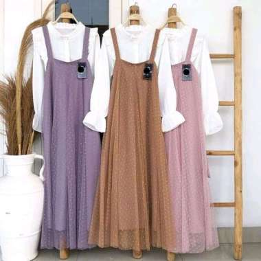 Mia Overall set + Daleman setelan baju wanita gamis overall muslimah gamis tile dress muslim Gaun pe