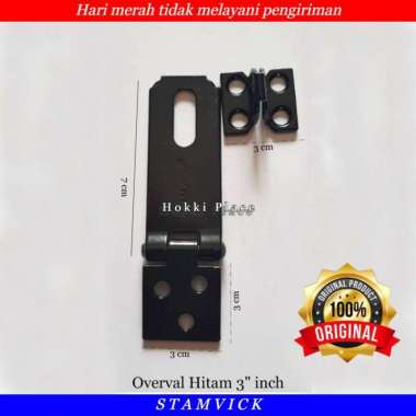 OVERVAL PLAT HITAM TEBAL 5 INCH STAMVICK 3" inch