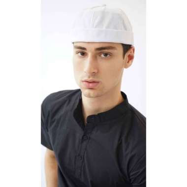 Topi Beanie Polos Miki Hat Hijrah Muslim Putih