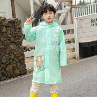 Jas hujan anak terusan mantel plastik EVA animal lucu import - LT1201 - HIJAU L ORIGINAL 100 % Ukura