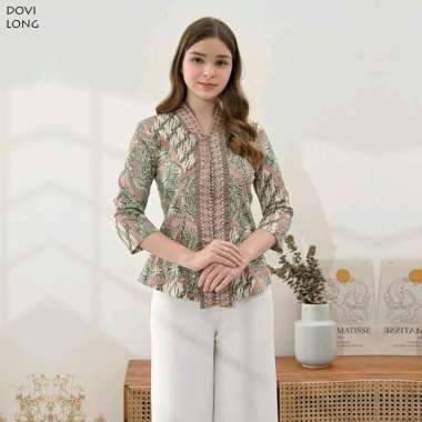 Evercloth Dovi Long Blouse Wanita Atasan Wanita Blouse Batik Wanita Lengan Panjang Jumbo