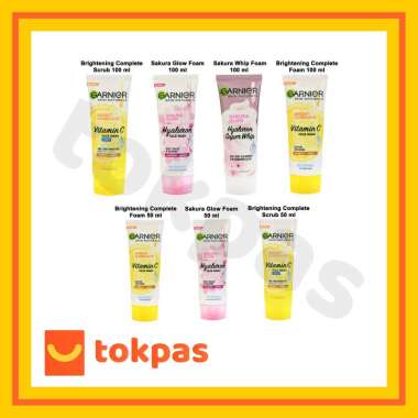 Garnier Face Wash / Facial Foam Bright Complate Vit C Foam Scrub / Sakura Glow Hyaluron 50 ml 100 ml