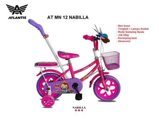 sepeda anak perempuan 12 inch NABILA stir murah merah ungu
