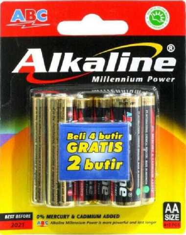 Baterai ABC Alkaline Ukuran AA (Isi 6)