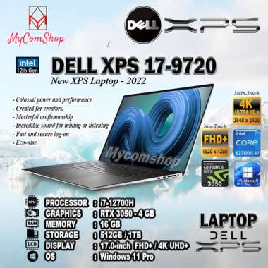 DELL XPS 17 9720 LAPTOP i7-12700H 16GB RAM 512GB SSD RTX 3050 4GB 17" 16GB/1TB 4K UHD