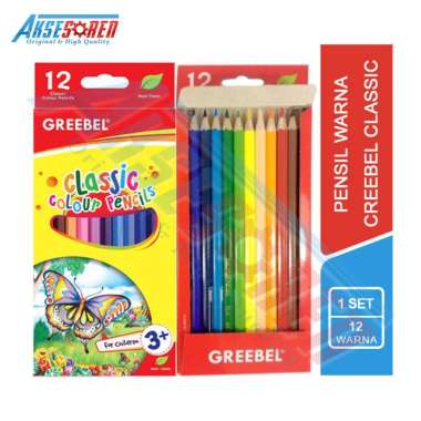 Pensil Warna Classic Greebel [7012/12 Warna] / Alat Tulis Menggambar / Colour Pencils / Alat Mewarna