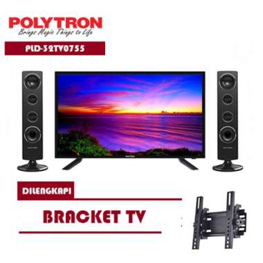 Polytron PLD-32TV0755 LED TV 32 Inch Speaker Tower + Bracket - KHUSUS JABODETABEK