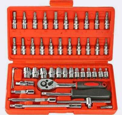 Socket Wrench Set / Kunci Sock Set 46 pcs Silver