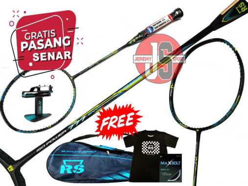 Raket Badminton RS Iso Power 777 Evo Bonus Tas Kaos Senar Lengkap Original Raket+senar Maxbolt 63