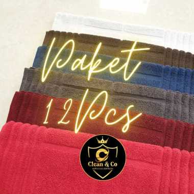 Paket 12 Pcs Keset Handuk Hotel Polos Warna Mix Ukuran 40x60cm tebal 1000 gsm