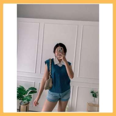 Rompi Cable Knit / Rompi Rajut Kepang / Rompi Rajut Wanita / Rajut V -Neck / Vest Knit Denim