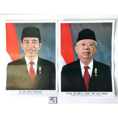 OEM Foto Presiden Joko Widodo & Wakil Presiden Ma Ruf Amin 2019 - 2024 Poster [A4] - hitam