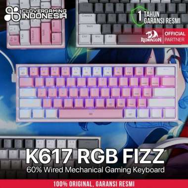Redragon K617 FIZZ 60% RGB - Mechanical Gaming Keyboard Pink White