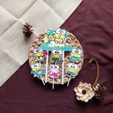 satu set cake topper hiasan kue ulang tahun karakter kero keroppi keropi warna campur
