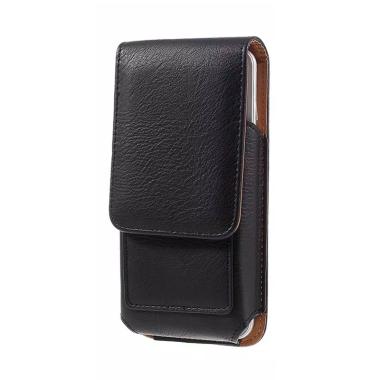 SARUNG HP Pinggang Kulit Penjepit Rotary 6,5 Inch Vertikal (17 x 9 Cm) - - hitam