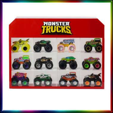 Rak Akrilik Hotwheels Monster Truck isi 12 Merah