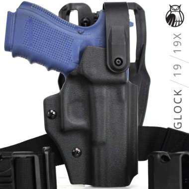 Kydex Holster Glock 19 OWB G19 G19X Semi Drop Leg Level 2 Pax Dynamics Semua Ukuran Multicolor
