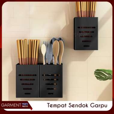 Tempat Sendok Garpu Sumpit Alat Makan Rak Dapur Gantung Tempel Dinding Tembok Plastik Hitam Estetik