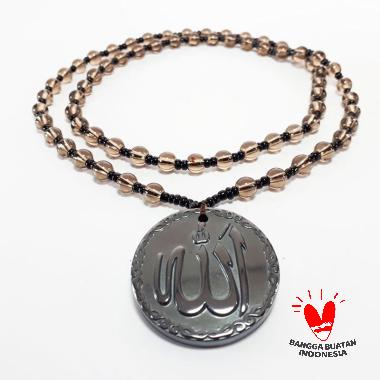 Vee Kalung Batu Giok Liontin Ukiran Lafadz Allah Pria & Wanita Transparant Black