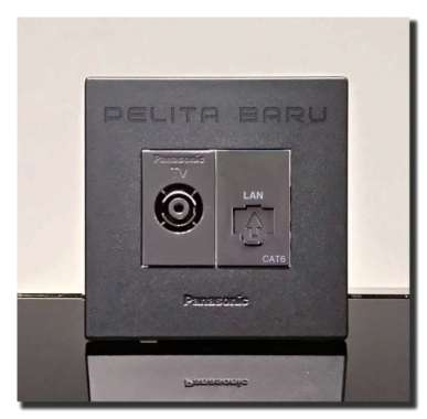 Outlet Antena Tv + Outlet Data Cat6 Panasonic Style E Hitam Original 100% (Kode 4853)) Multicolor