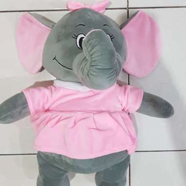 Boneka gajah lucu | gajah rok pink cantik Multicolor