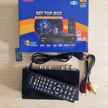 Set top box evercoss siaran tv digital dvbt2 untuk tv lama tabung maupun led analog