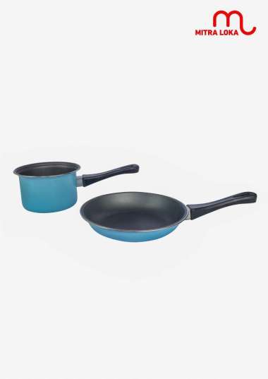 Mitra Loka Pastela Set Frypan 20cm Dan Milkpan Panci Susu 14cm Wajan Penggorengan Teplon Anti Lengke