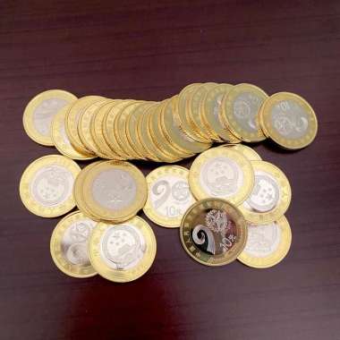 Uang Koin Asing China 10 Yuan Koin Bimetal Commemorative Peringatan 90 tahun 2017
