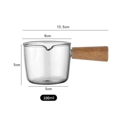 Nordic Mini Sauce Glass Pot Cup Pitcher Kayu Wadah Tempat Gula Cair 100ml