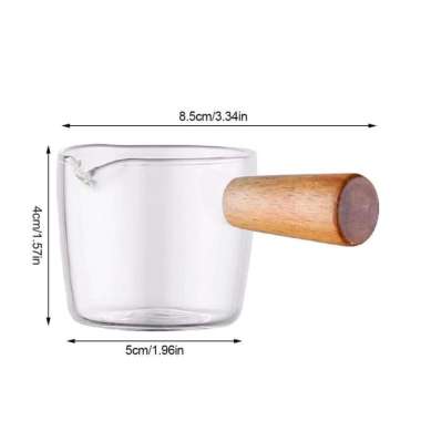 Nordic Mini Sauce Glass Pot Cup Pitcher Kayu Wadah Tempat Gula Cair 50ml