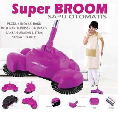 SUPER BROOM sapu lantai elektrik otomatis rumah gedung hotel restauran Abu-abu - TINGGI