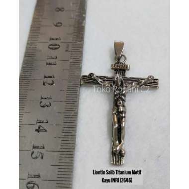 Liontin Salib Titanium Salib Motif Kayu INRI (2646) - Liontin Salib Ro