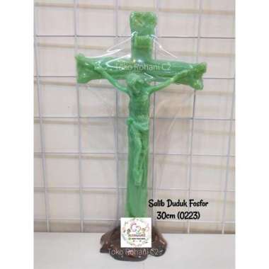 Salib Duduk SMR Fosfor 30cm - Salib Duduk Rohani