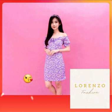 Dress Vneck Wanita Korea Dress Wanita Sun Flower Baju Wanita Korea Ungu