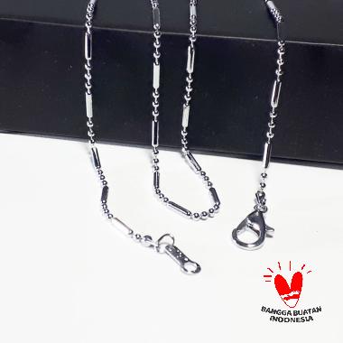 VeE Rantai Kalung Titanium 316L Stainless Steel Silver Model Bambu 40cm - Kalung Unisex SILVER