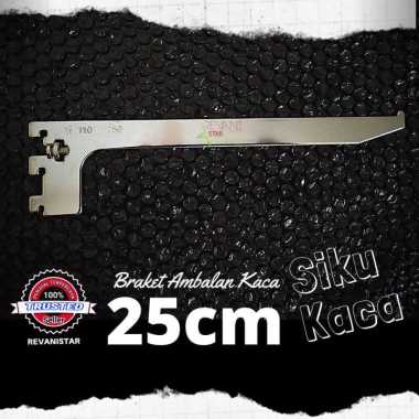 [25cm] Daun braket kaca 25cm siku kaca ambalan rak kaca dinding untuk display galery pajangan barang