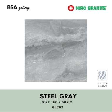 NIRO GRANITE 60X60 STEEL GRAY GLC02 / GRANIT LANTAI DINDING SLIPSTOP
