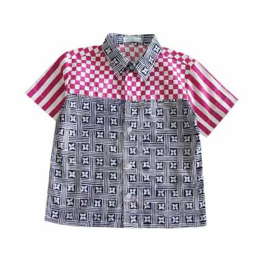 Ficalica Fc18063 Kemeja Batik Anak Laki Laki Grey Kombinasi