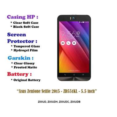 Asus Zenfone Selfie 2015 - ZD551KL - 5.5 inch - Case - Screen Protector - Battery - Dll Battery