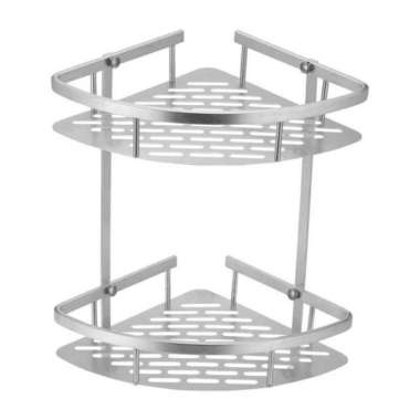 Rak Gantung Alumunium Triangular Rak Organizer Kamar Mandi 2 Layers