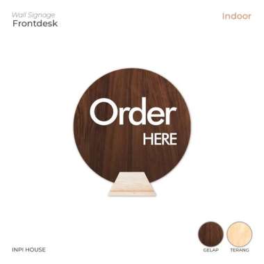 Sign Order Here - Cashier Cafe - Dekorasi Kasir Coklat Gelap