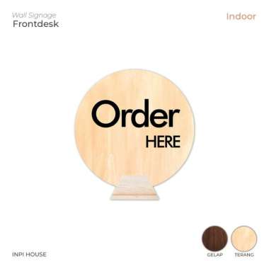 Sign Order Here - Cashier Cafe - Dekorasi Kasir Coklat Terang