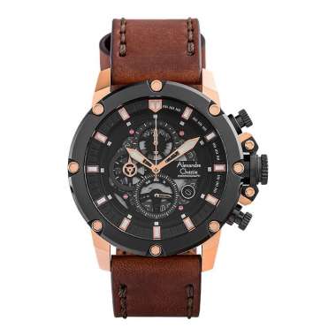 Alexandre Christie / Alexander AC 6564 MC Jam Tangan Pria Chronograph Original Brown Rosegold Black