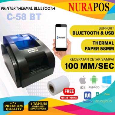 Printer Thermal Bluetooth Nurapos C-58BT USB+BT