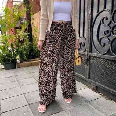 CELANA KULOT PANJANG MOTIF MACAN LEOPARD TUTUL / CELANA KULOT LEOPARD TUTUL BAHAN RAYON BALI